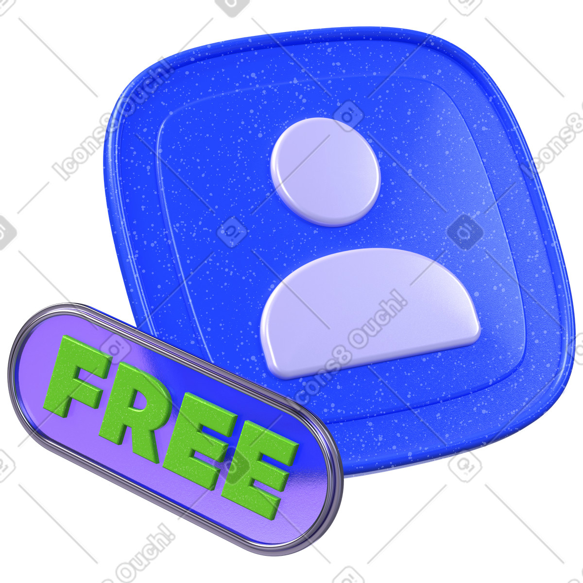 Benutzerabzeichen mit kostenlosem label, kontostufe und abonnementzugriff-Illustration im 3D Boost-Stil als Download in PNG, SVG