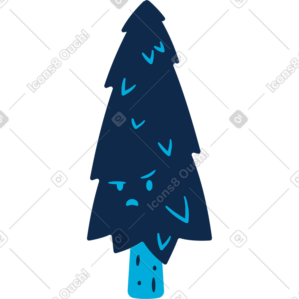 Annoyed tree illustration in Flame style download in PNG, SVG