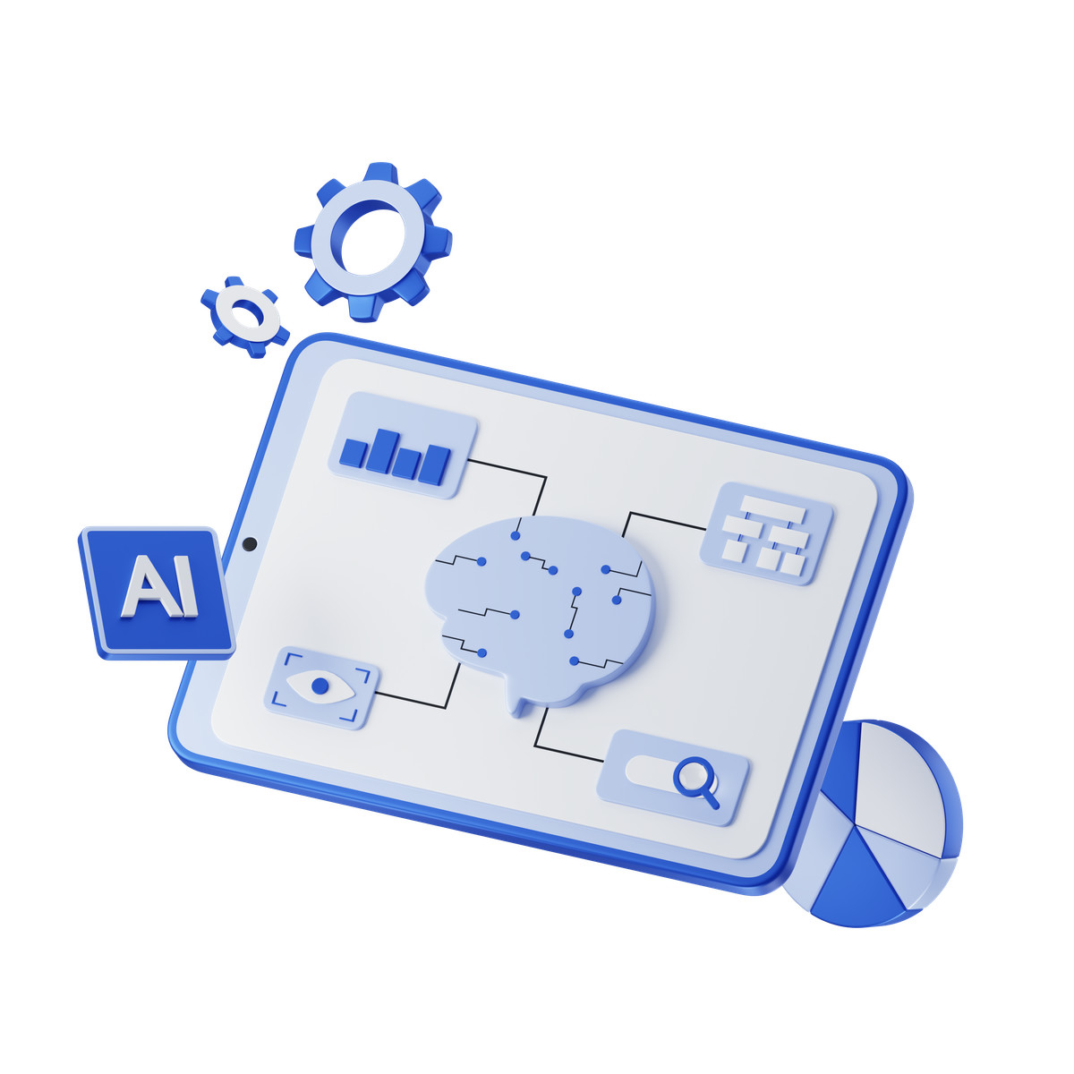 Artificial intelligence on tablet screen animated illustration in GIF, Lottie (JSON), AE