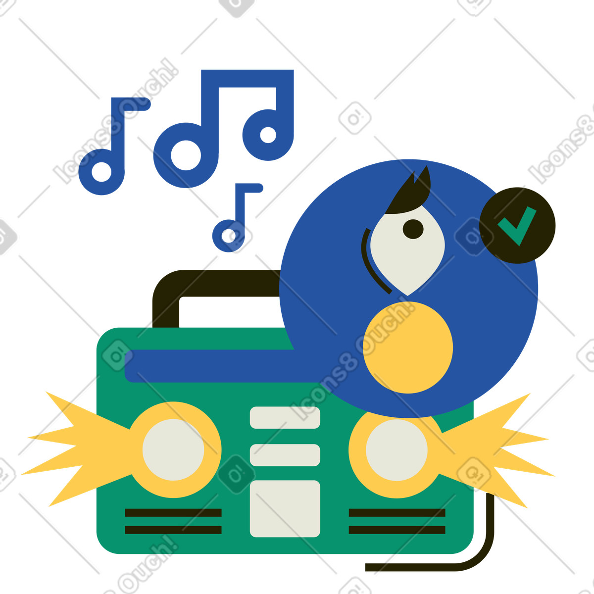 Record player playing music of an artist illustration in Spot style download in PNG, SVG