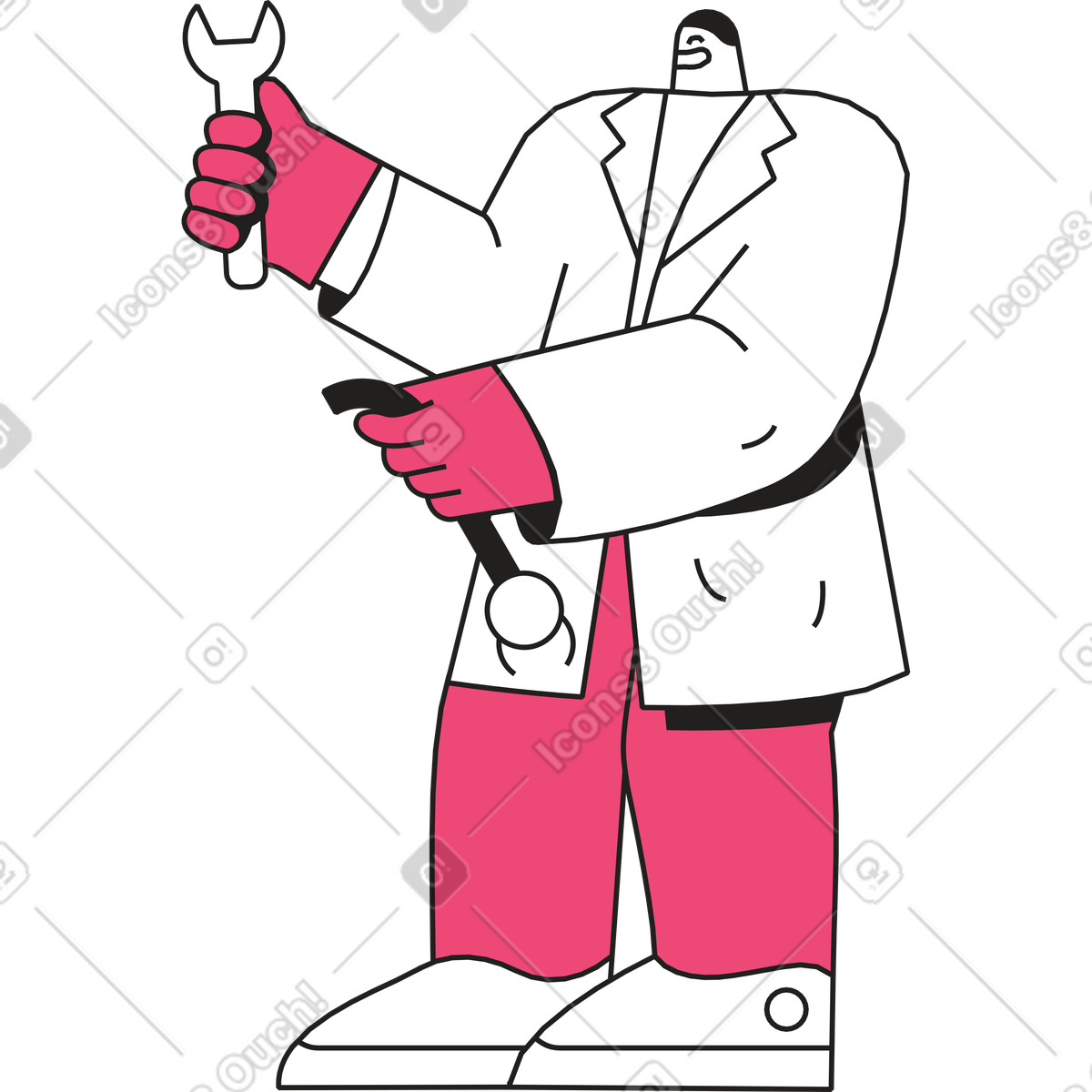 Mechaniker-Illustration im Dazzle Line-Stil als Download in PNG, SVG