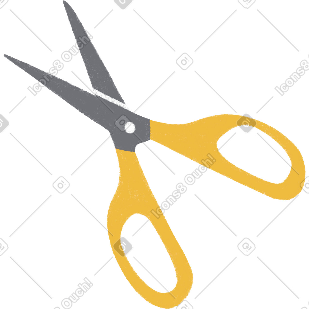 Yellow cutting scissors illustration in Tutti style download in PNG, SVG