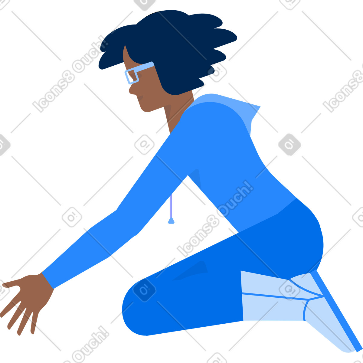 Frau sitzt und pflücken-Illustration im Urban-Stil als Download in PNG, SVG