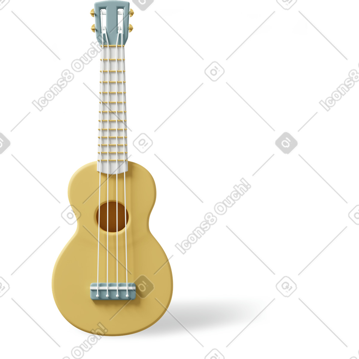 Front view of guitar illustration in 3D Casual life style download in PNG, SVG