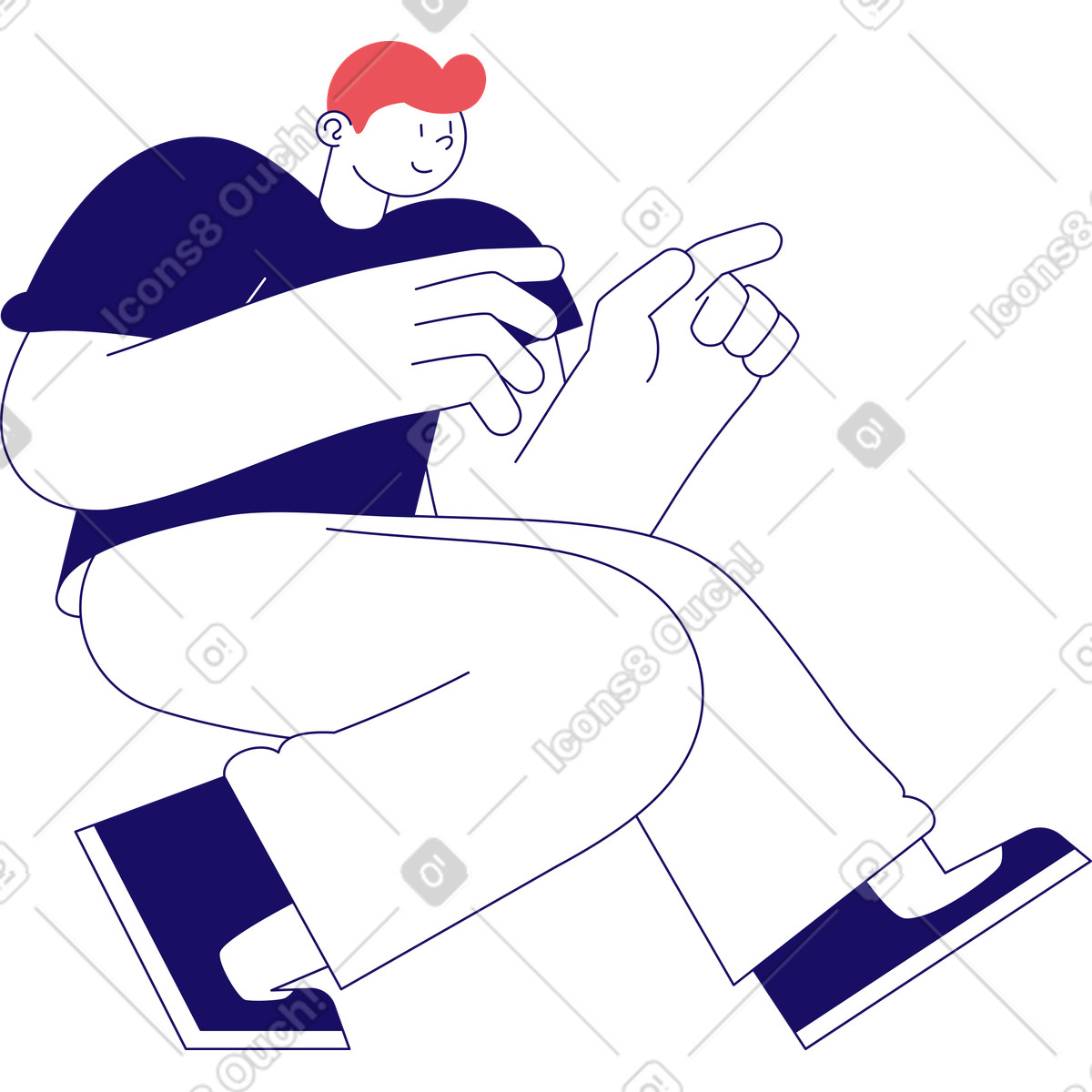 Illustration Homme assis dans le style Bendy à télécharger aux formats PNG, SVG