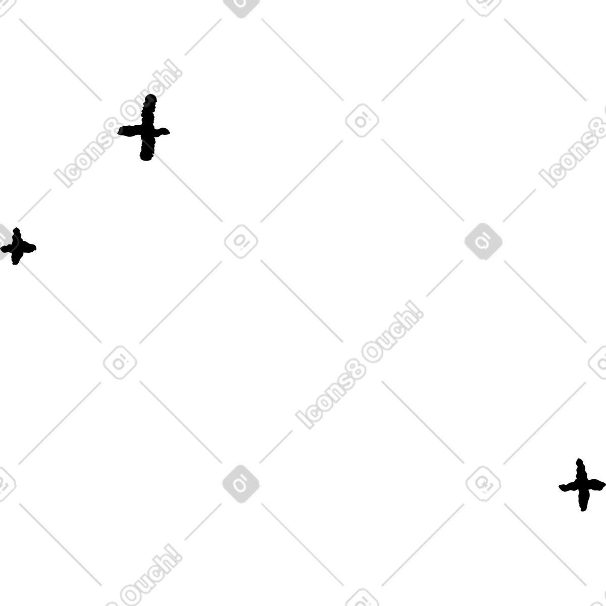 下载 Black Chalk 风格的 Stars hand drawn cross shapes scattered with large empty space 插画，支持 PNG、SVG 格式