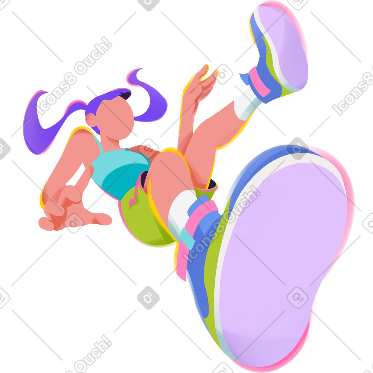 Ilustración Woman falling en estilo Dynamic a descargar en PNG y SVG
