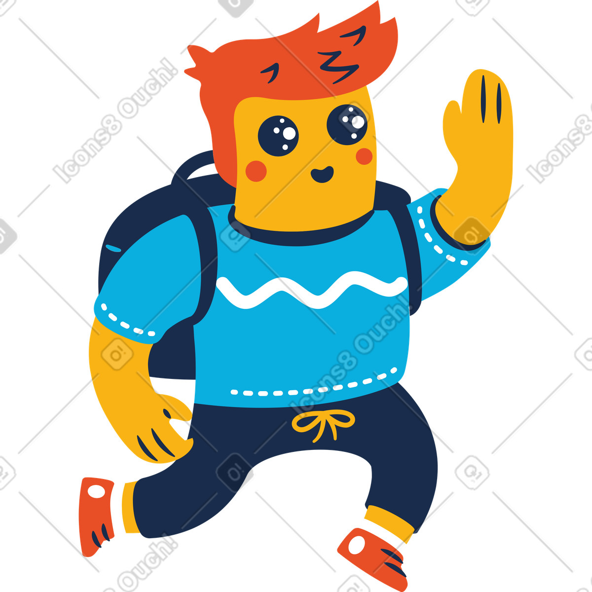 Illustration High-five homme avec sac à dos dans le style Flame télécharger aux formats PNG, SVG