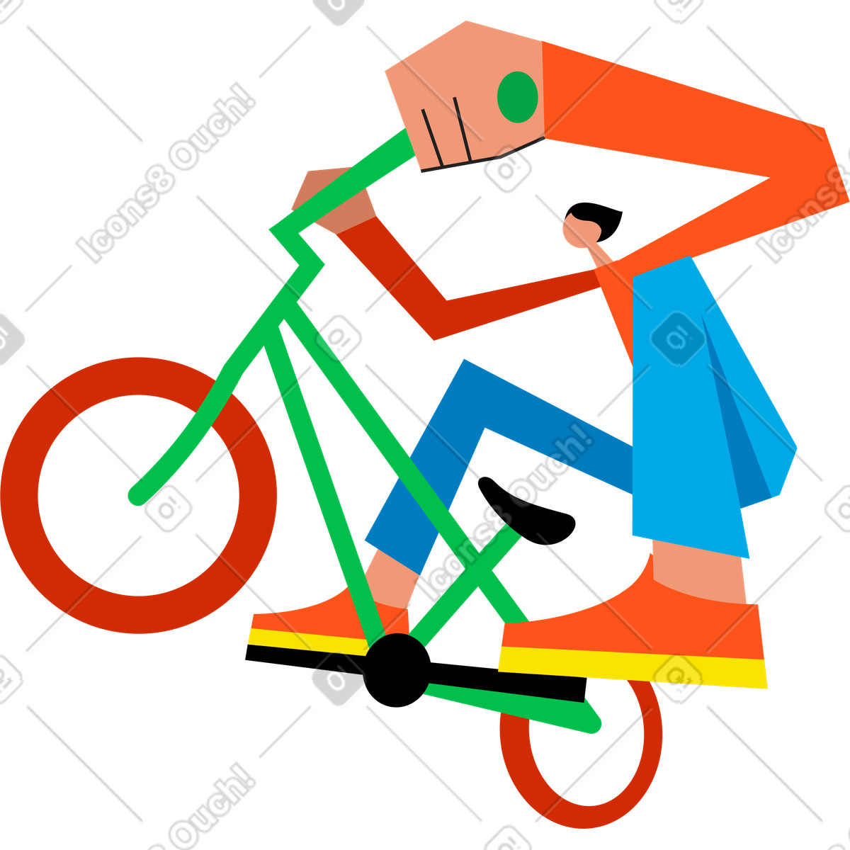Ilustração de Homem na bicicleta bmx em no estilo Warp para baixar em PNG, SVG