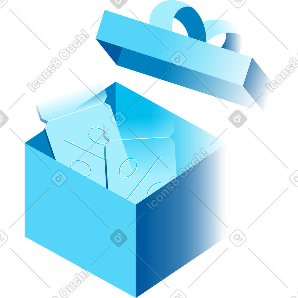 Box mit rabatt-Illustration im Icy-Stil als Download in PNG, SVG