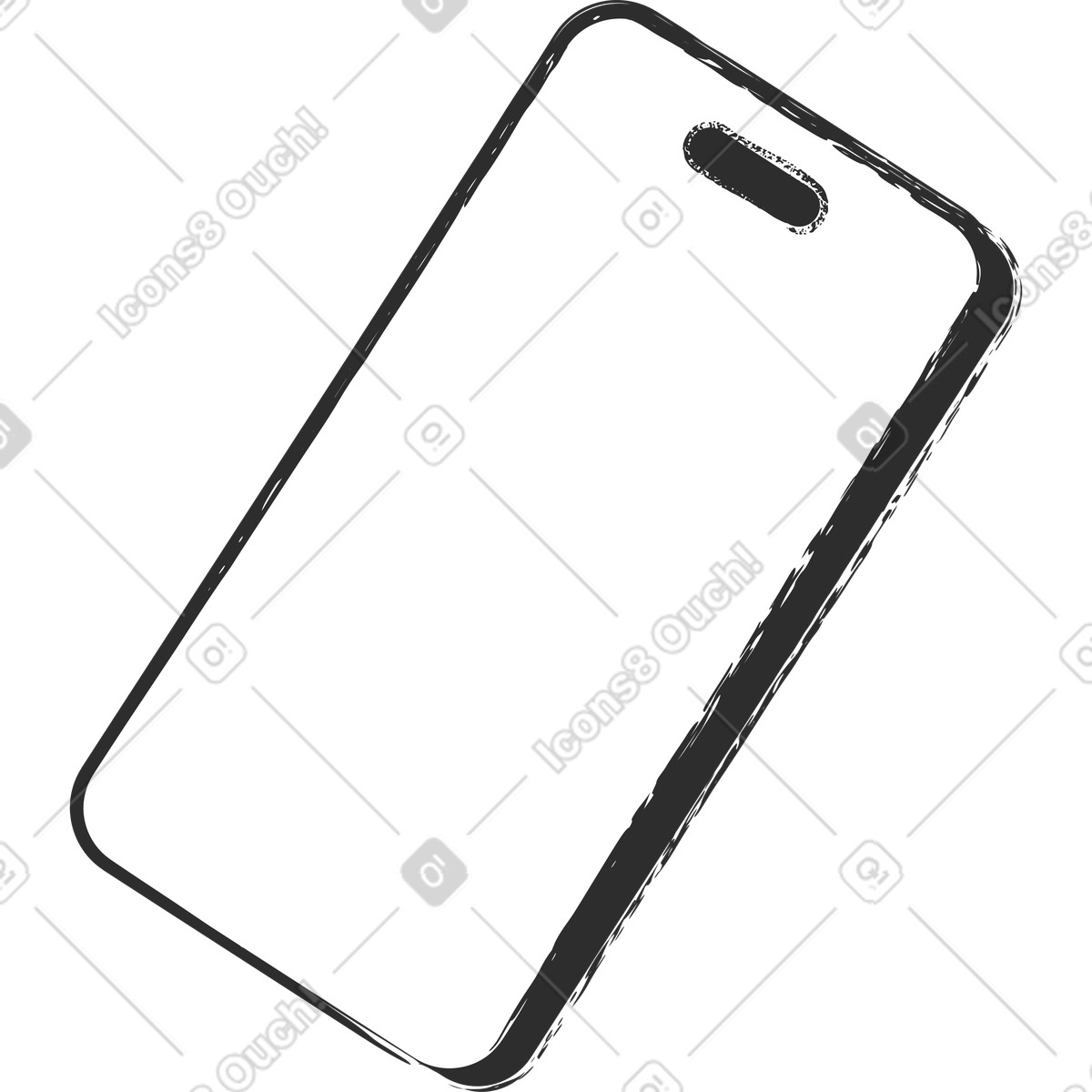 Angled smartphone illustration clipart of perspective phone device drawing