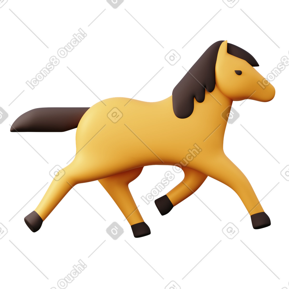 Ilustração de Trotting horse em no estilo 3D Sugary para baixar em PNG, SVG