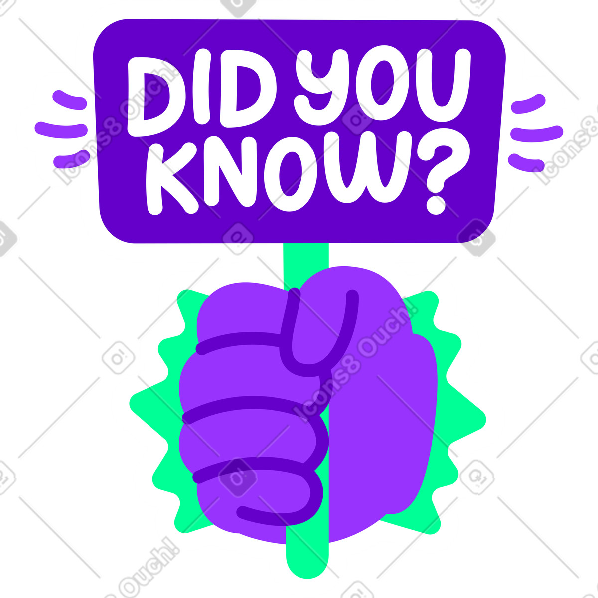 Lettering sticker did you know hand green violet text illustration in style download in PNG, SVG