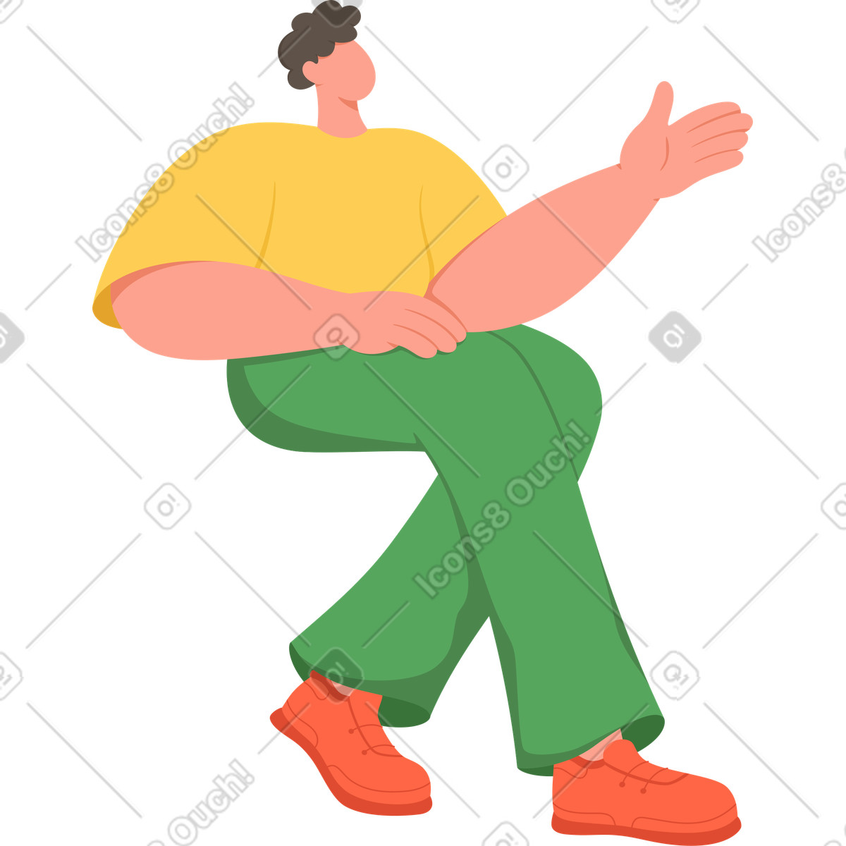 Sitzender mann-Illustration im Social-Stil als Download in PNG, SVG
