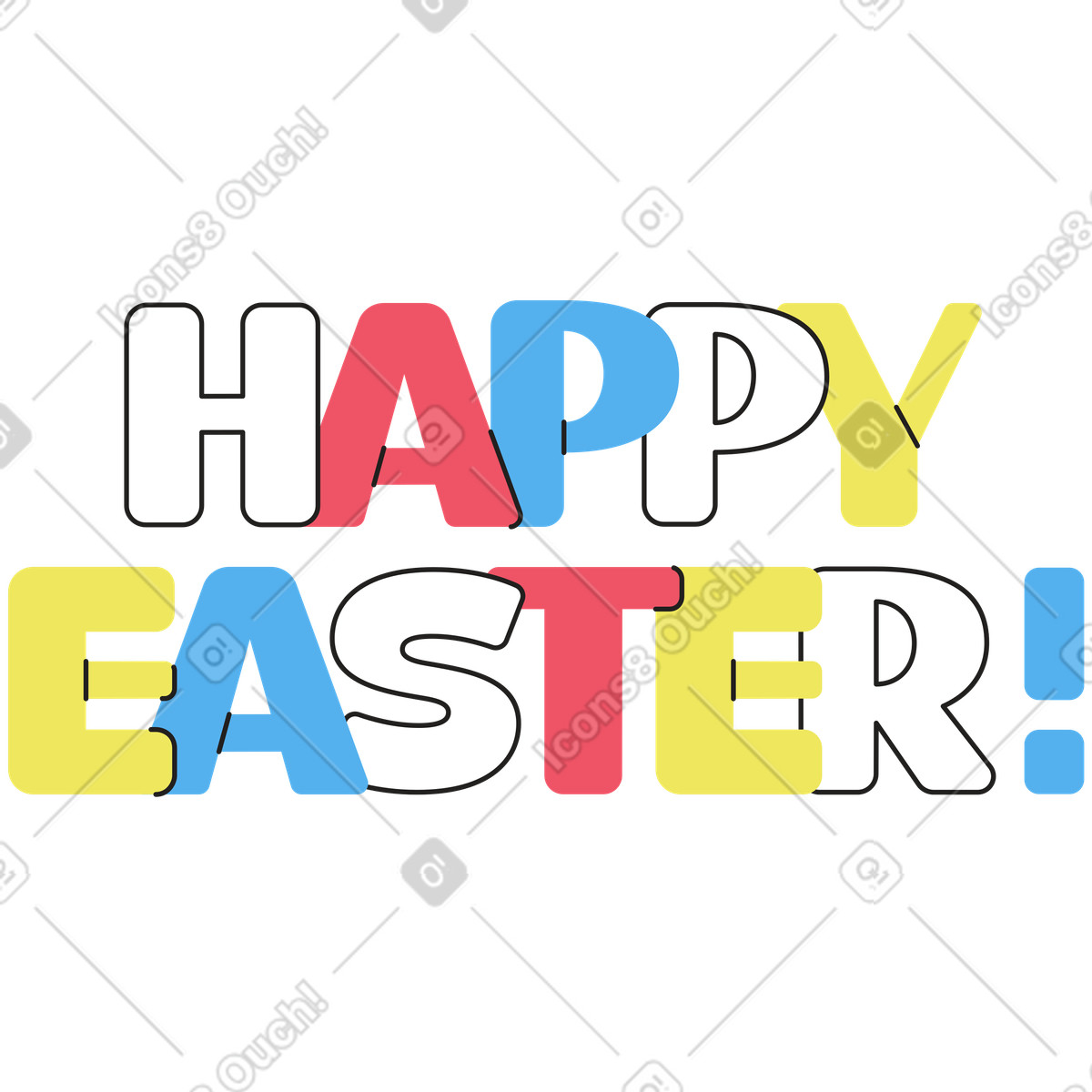 Frohe ostern beschriften-Illustration im Boba-Stil als Download in PNG, SVG
