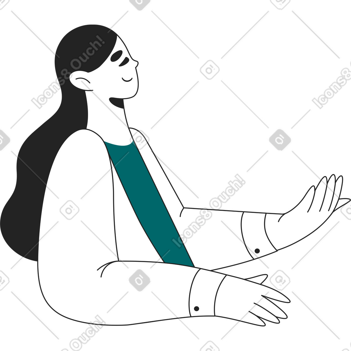 Wissenschaftlerin in einem mantel-Illustration im Sammy Line-Stil als Download PNG, SVG