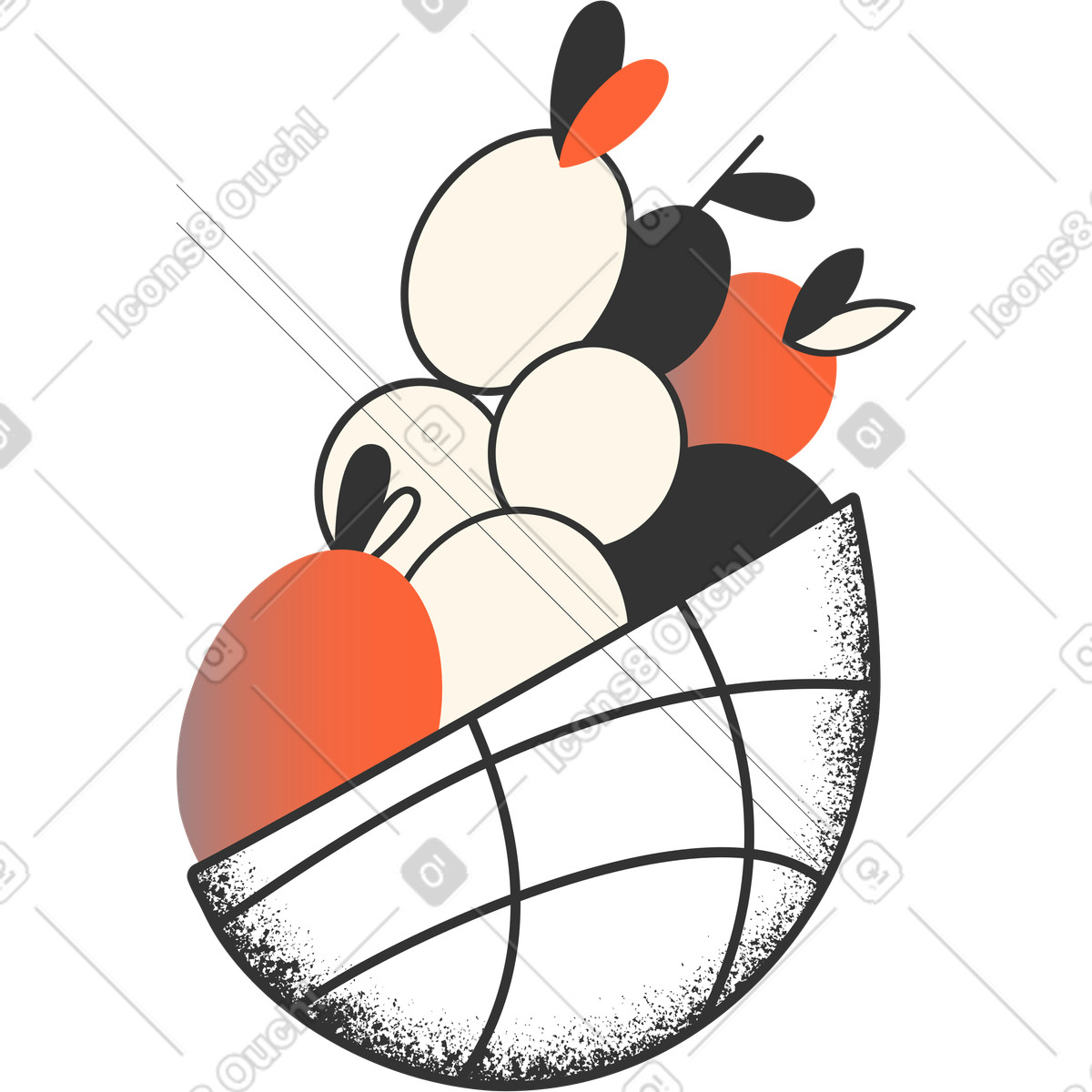 下载 Crayon 风格的 水果篮 插画，支持 PNG、SVG 格式
