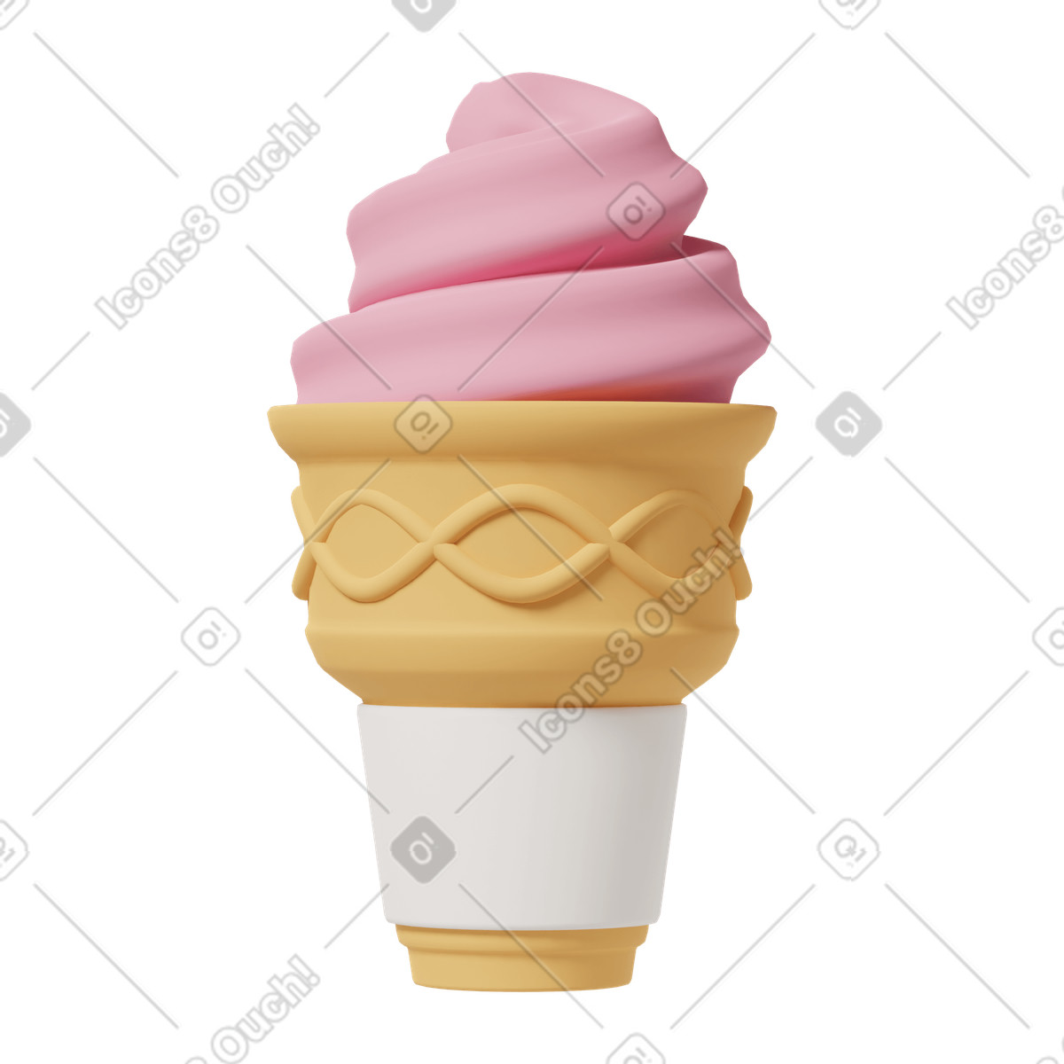 Strawberry ice cream mokup illustration in 3D Casual life style download in PNG, SVG