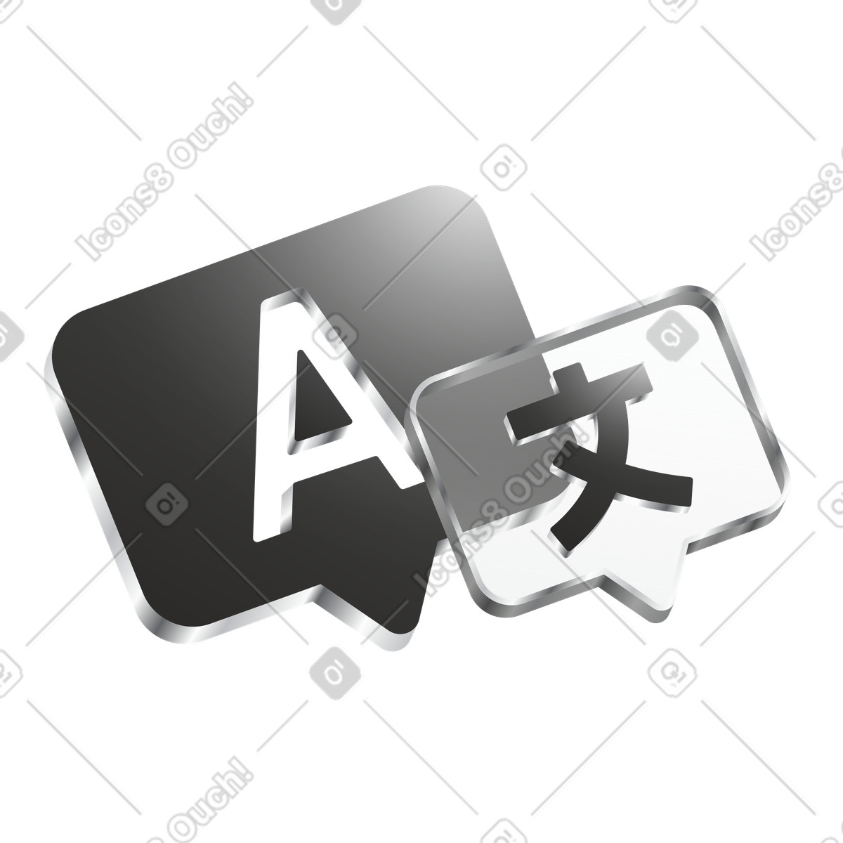 Ilustración Translation chat bubbles with letter A and chinese character en estilo Token descargar en PNG y SVG