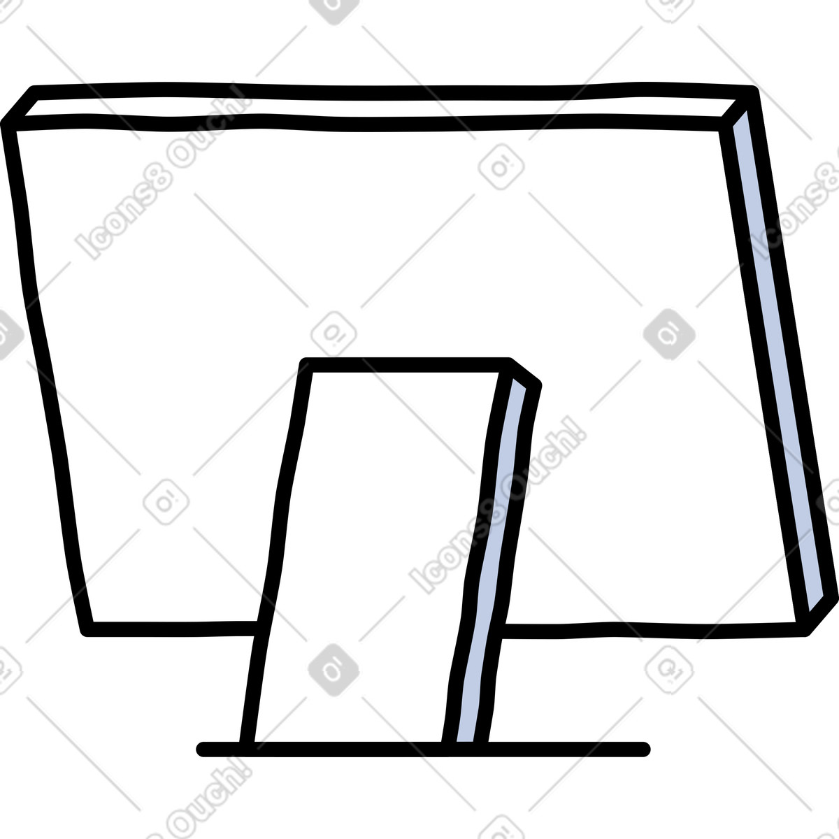 Monitor illustration clipart image in PNG and SVG showcasing screen design