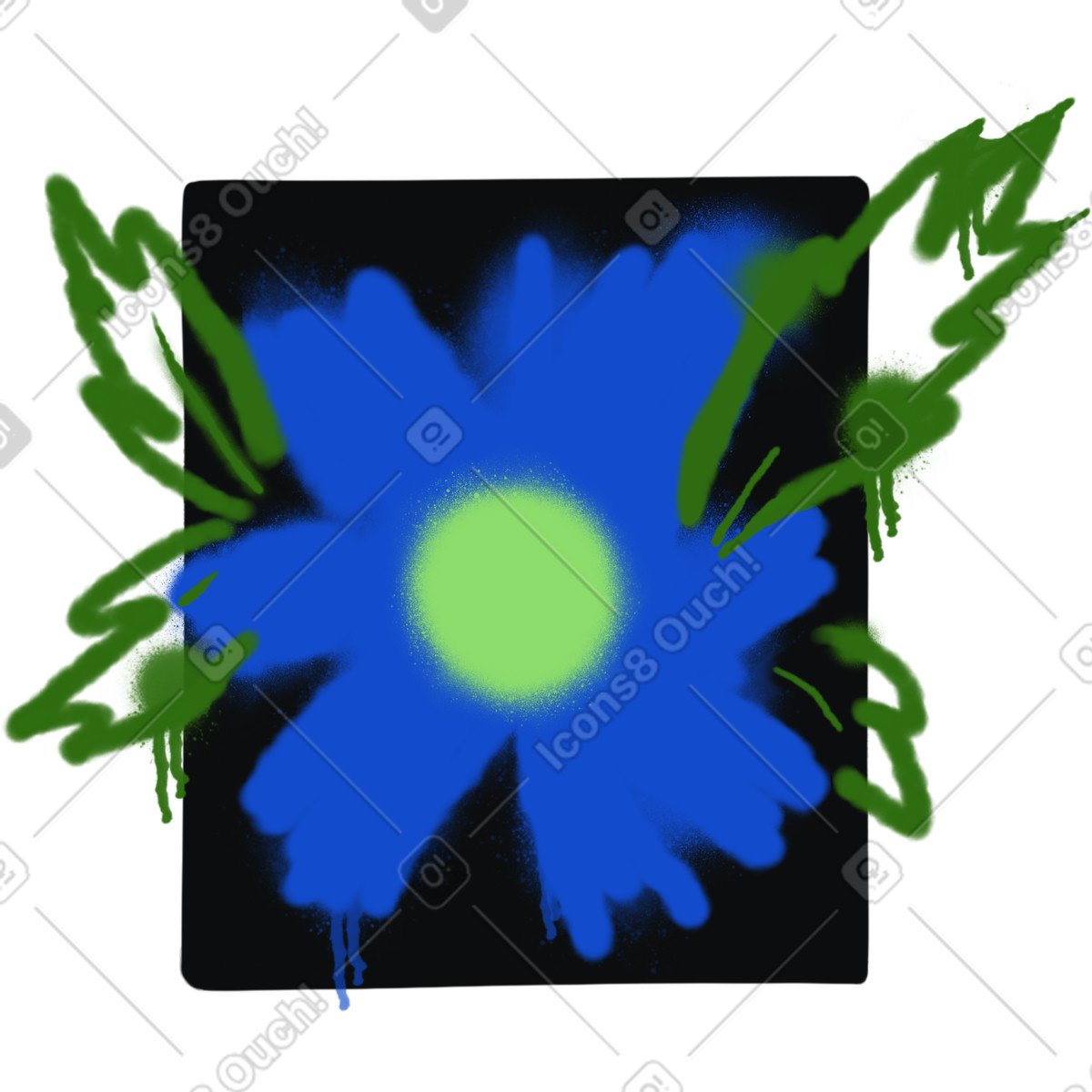 Blaue graffiti-blume-Illustration im Experimental-Stil als Download in PNG, SVG