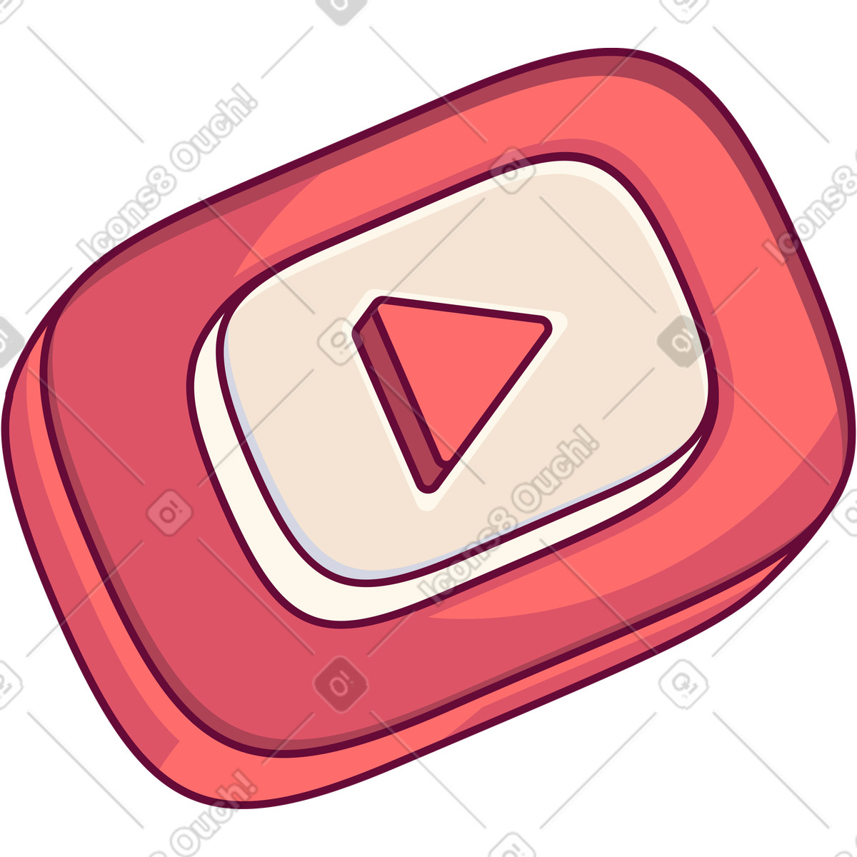 Handy スタイルの Red button with youtube icon のイラストをPNG、SVG形式でダウンロード