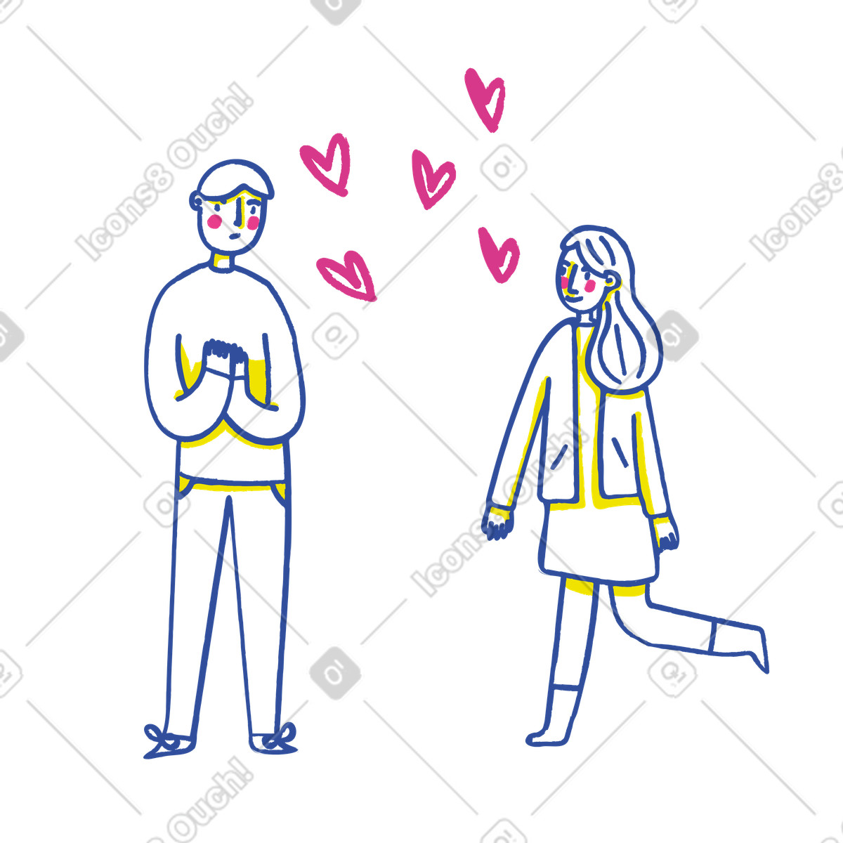 Man and woman in a romantic bond illustration Lime style download PNG, SVG