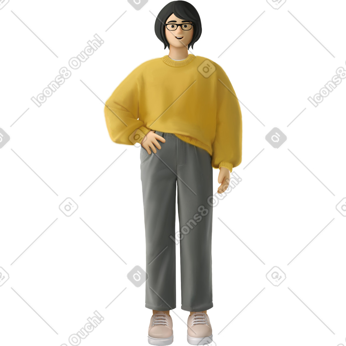 Illustration Femme dans un pull jaune le style Experimental à télécharger aux formats PNG, SVG