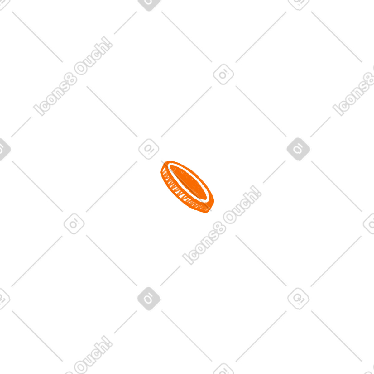 Orange coin six illustration in Biro style download in PNG, SVG