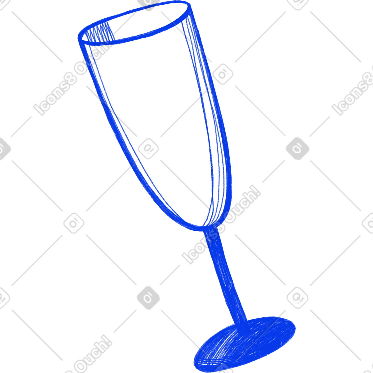 Blue champagne glass illustrazione in stile Biro scarica in PNG, SVG
