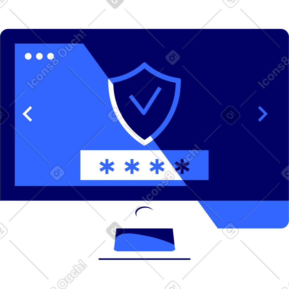 Monitor with a password and security sign on the screen animated illustration in Lounge style download in GIF, Lottie (JSON), AE