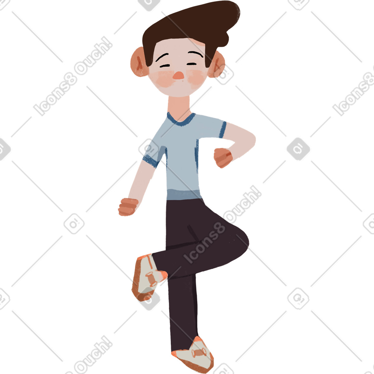 Illustration Le garçon qui dort assis et tient quelque chose dans style Ikigai à télécharger aux formats PNG, SVG