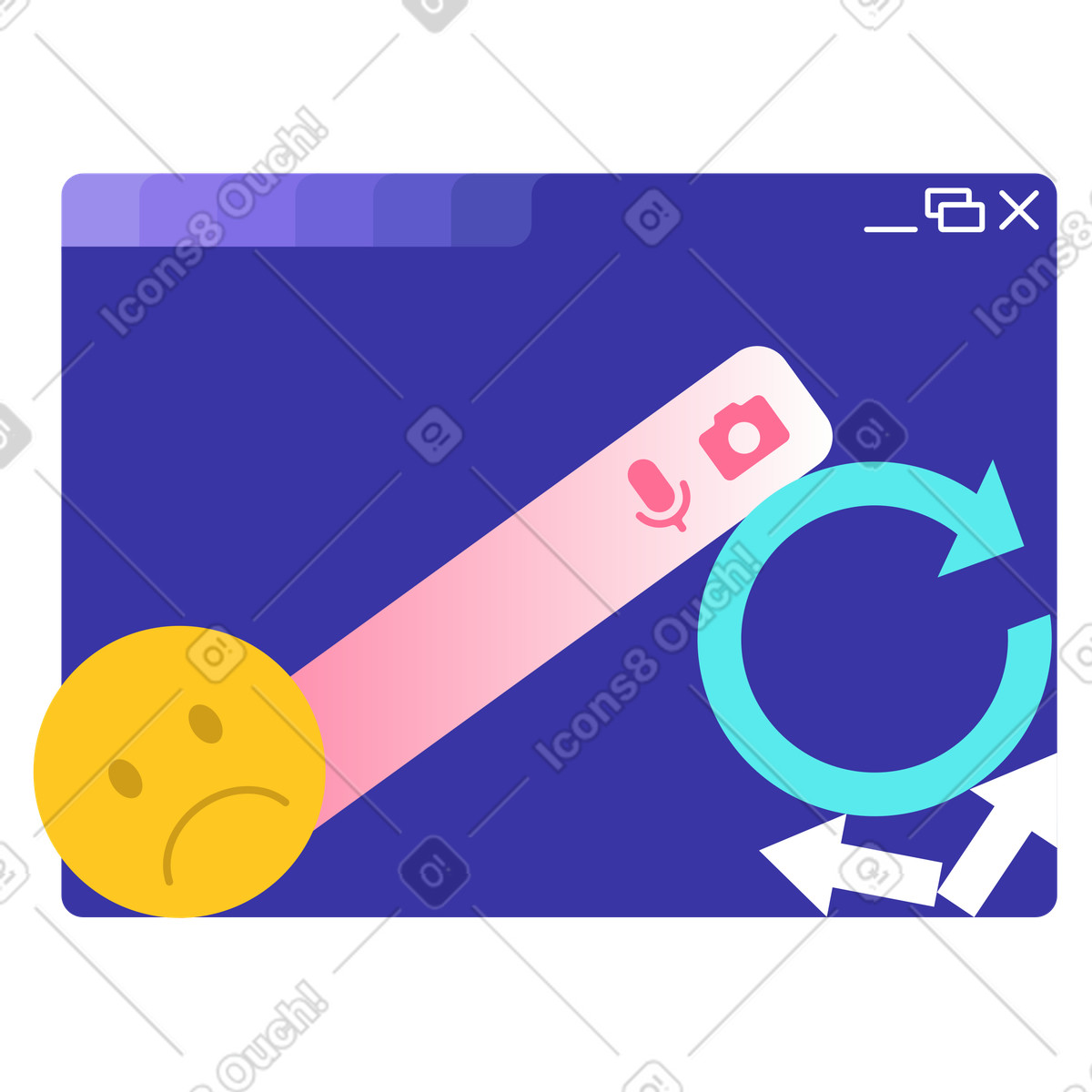 Browser tabs reloading loop, Failed page load and tab refresh illustration in PNG, SVG
