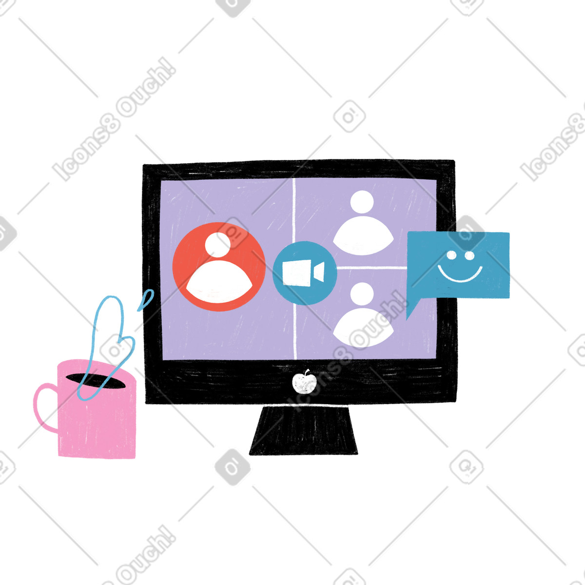 Ilustração de Zoom videoconferência no pc em estilo Tutti para baixar em PNG, SVG