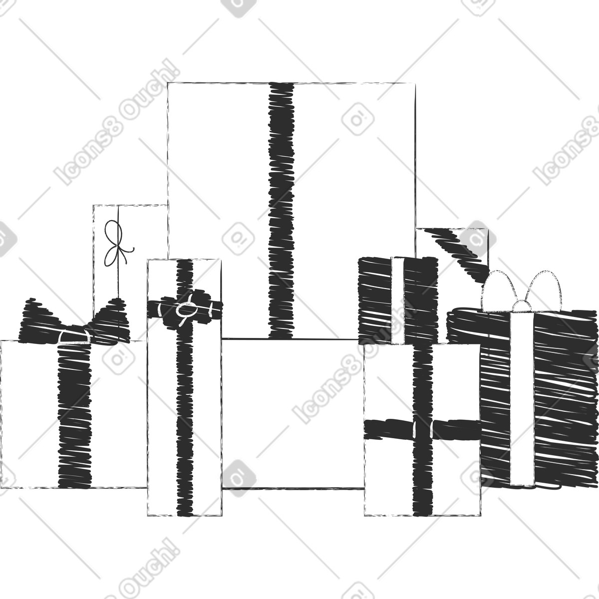 Graphite スタイルの ギフトボックスの王座 のイラストをPNG、SVG形式でダウンロード