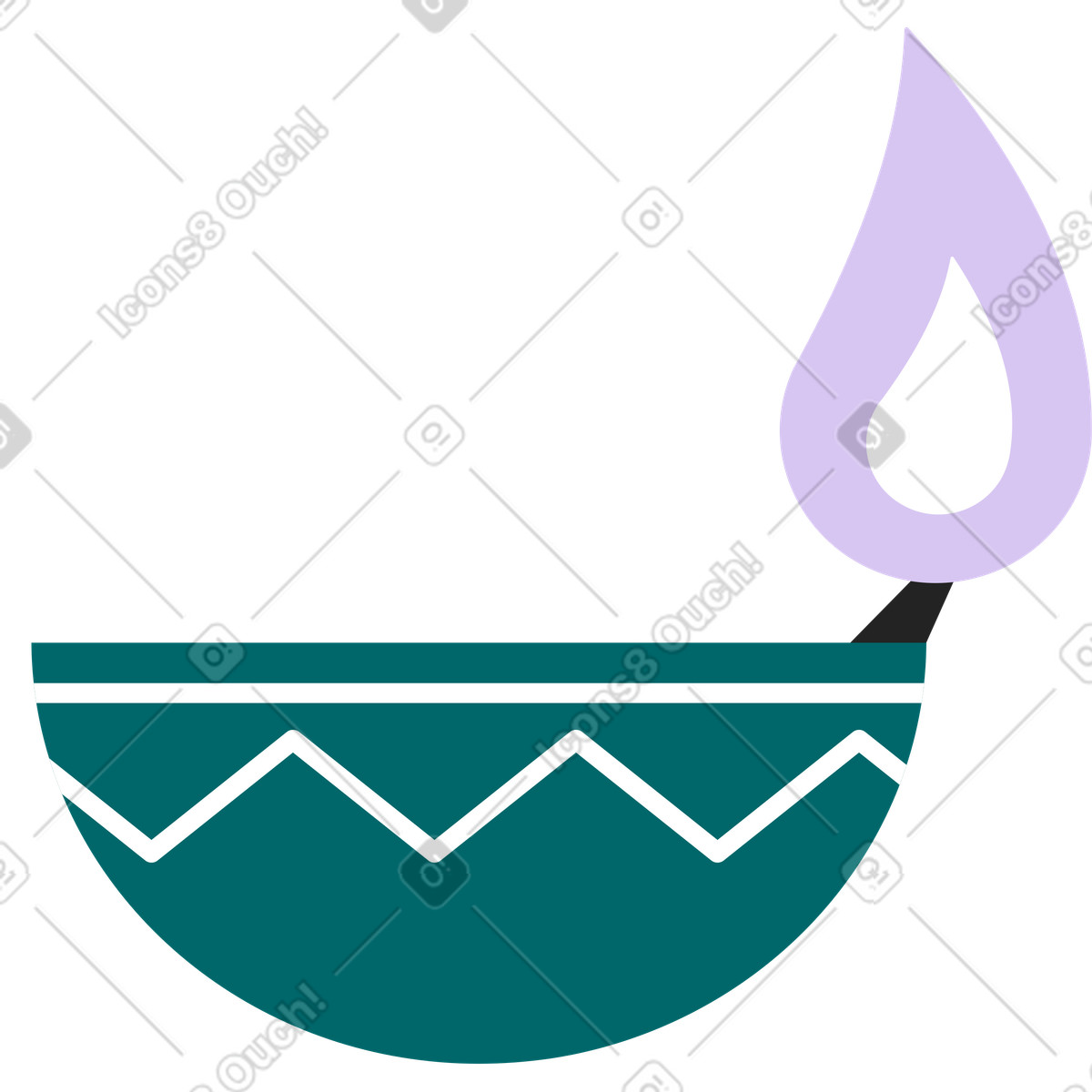 Indian candle in a bowl illustration Sammy Line style download PNG, SVG