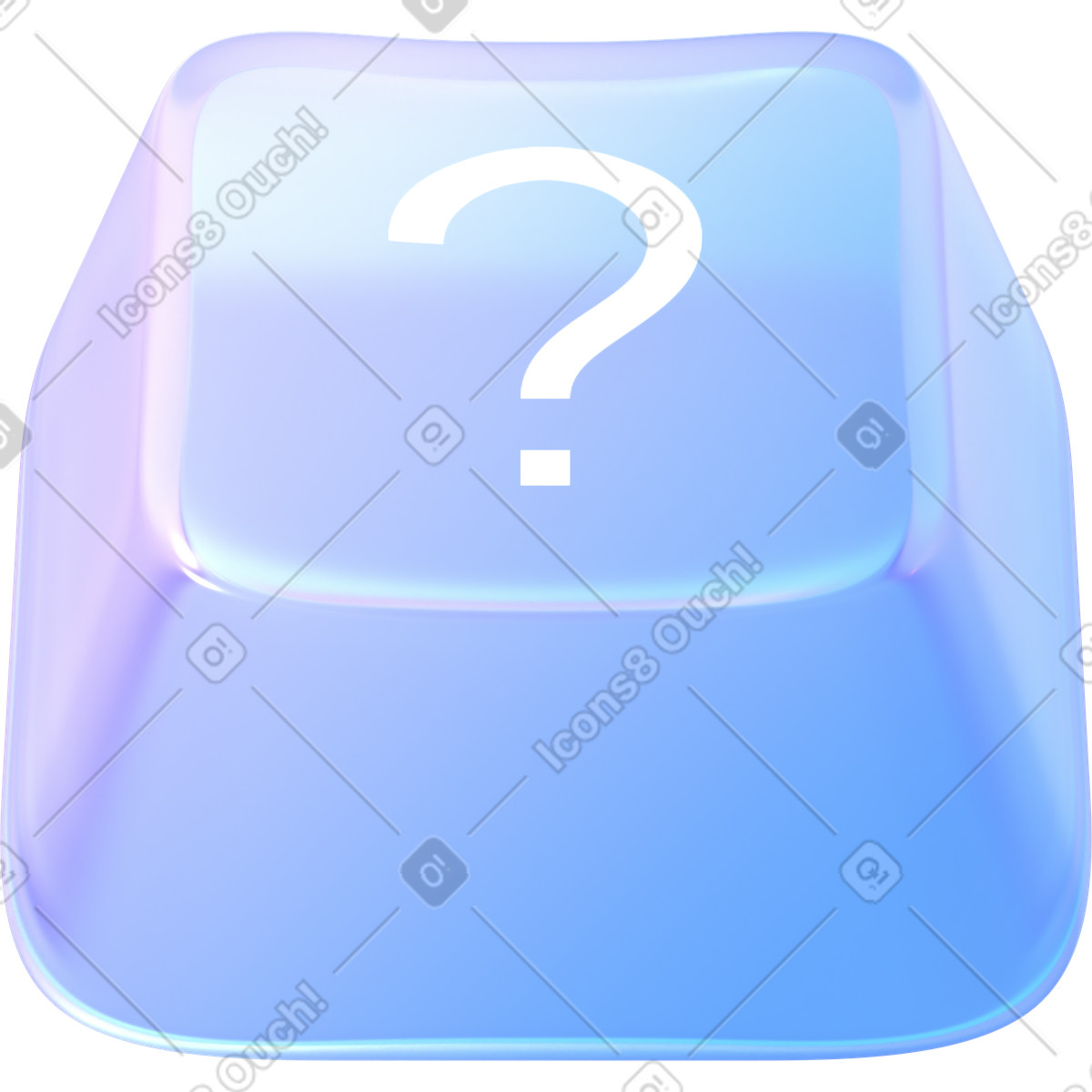 Glass question button illustration in 3D Glassy style download in PNG, SVG
