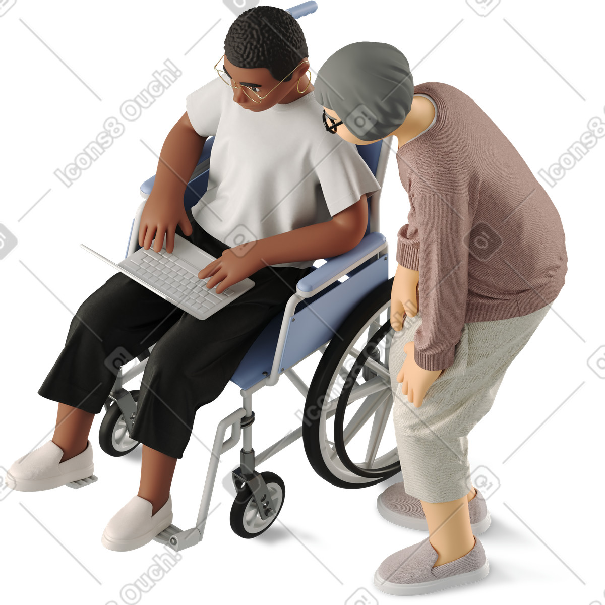 Two women discussing while working with a laptop illustration discussion clipart vector graphics