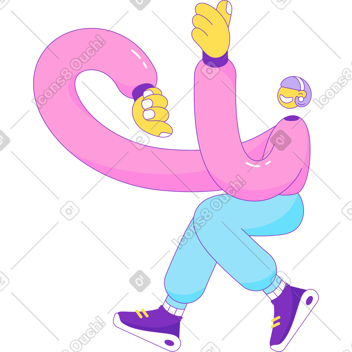 Ilustración Niña sentada con los brazos en alto estilo Elastic a descargar PNG y SVG