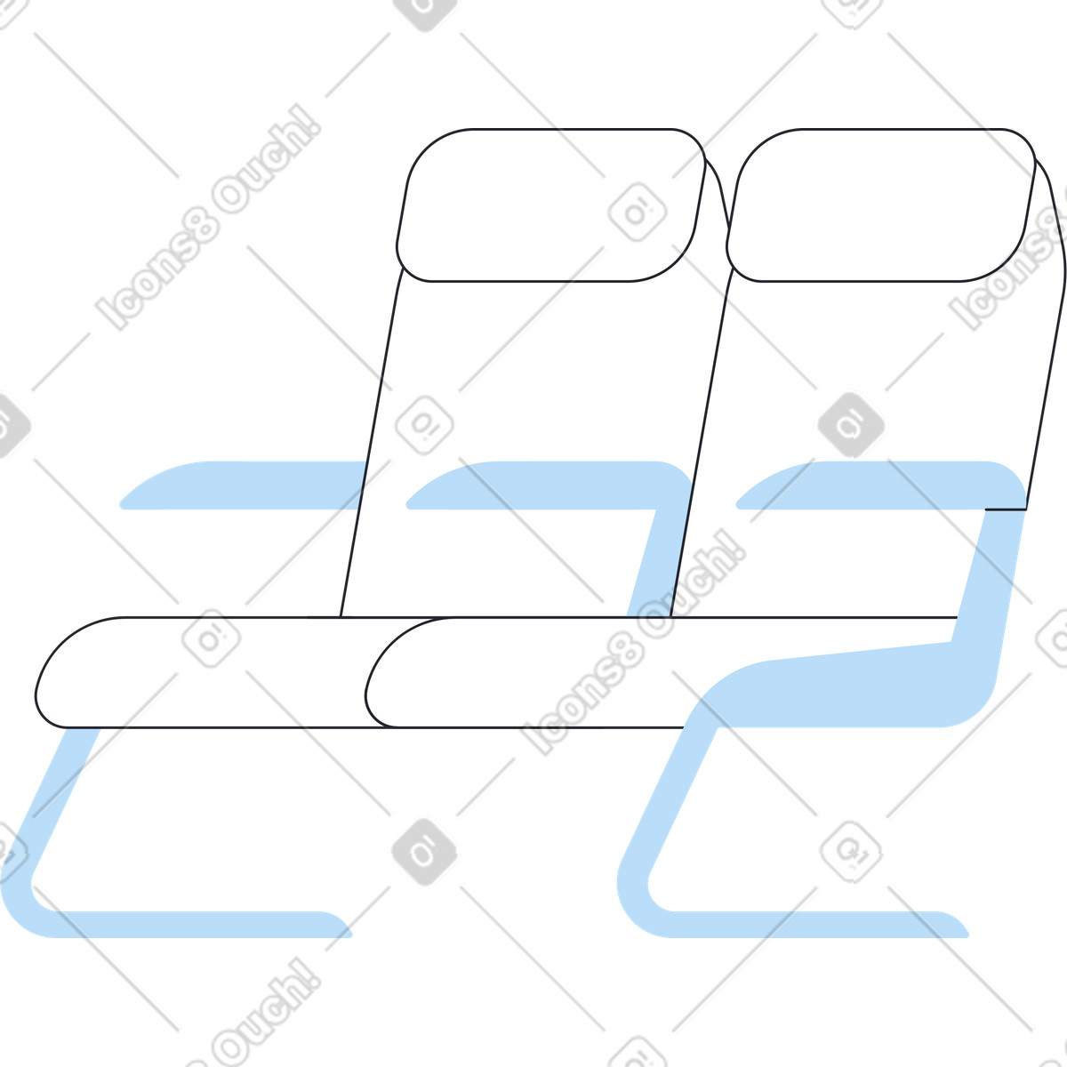 Sedile del corridoio dell'aereo illustrazione in stile Boba scarica in PNG, SVG