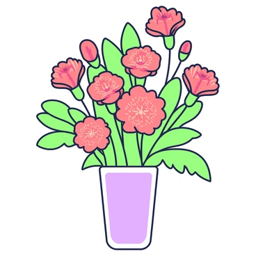 A bunch of delicate "red carnations" is arranged with multiple "green leaves" interspersed among them. The flowers are fully bloomed, showcasing their vibrant petals with a textured appearance. The "green leaves" vary in size and shape, creating a lush background to the "red carnations". The arrangement is positioned in a simple vase, which is made of clear glass, allowing the focus to remain on the flowers. The overall composition is balanced, with the flowers arranged in a natural, organic manner.