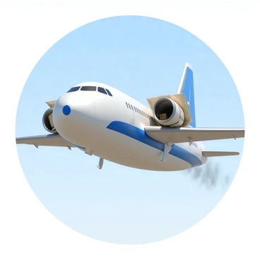 A large cargo airplane with a wide wingspan is taking off from a runway. The airplane is painted in a bright white color with a blue stripe along the side. The cargo doors are open, revealing a visible load of international parcels stacked neatly inside the cargo hold. The background shows a clear blue sky, and the airplane's engines are roaring as it gains altitude, with a slight trail of dust and smoke rising from the runway.