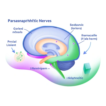 An illustrated map of the brain highlighting the origin of parasympathetic nerves
