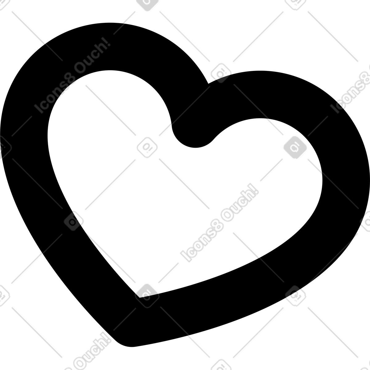 下载 Notion Line Art 风格的 Heart curved asymmetrical shape symbolizing love and romantic affection 插画，支持 PNG、SVG 格式