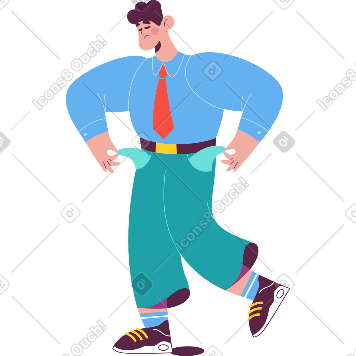 Ilustração de Homem despejou os bolsos vazios em no estilo Sammy para baixar em PNG, SVG