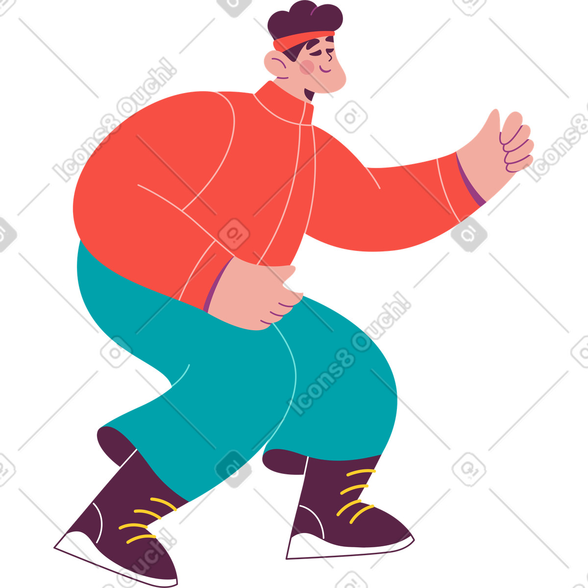 Ilustración Esquiador hombre en ropa deportiva estilo Sammy a descargar PNG y SVG