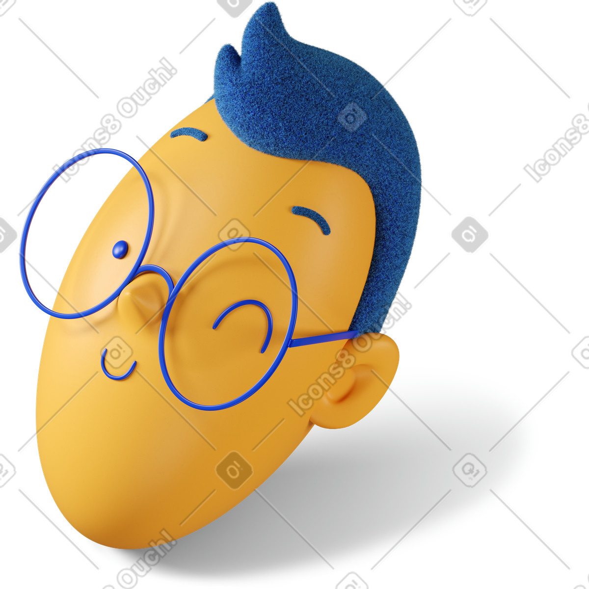 3D Buddy スタイルの ウィンクしている男の子の頭が左を向いた のイラストをPNG、SVG形式でダウンロード