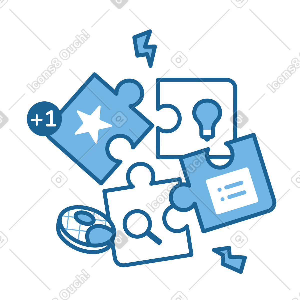 Project management in team illustration in PNG, SVG