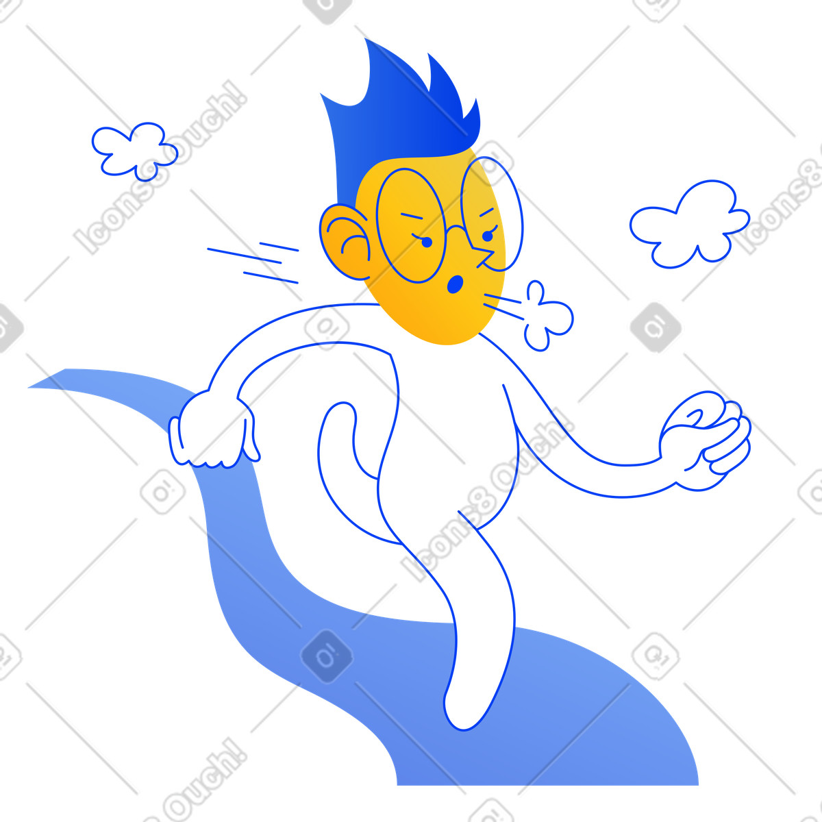 Buddy スタイルの マラソンを走る眼鏡をかけた少年 のイラストをPNG、SVG形式でダウンロード