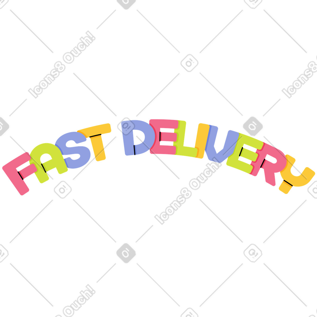 Illustration Lettrage livraison rapide dans le style Juicy à télécharger aux formats PNG, SVG